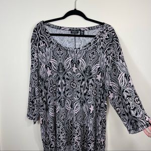 Jones & Co Black White Pink Tunic Size 3X
